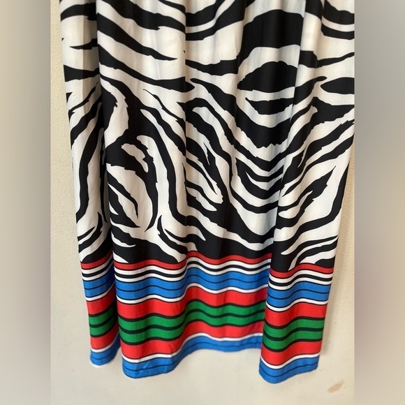 Zebra Stripe Colorful Stretch Midi Skirt Plus 2X NWT Magic - Picture 7 of 8